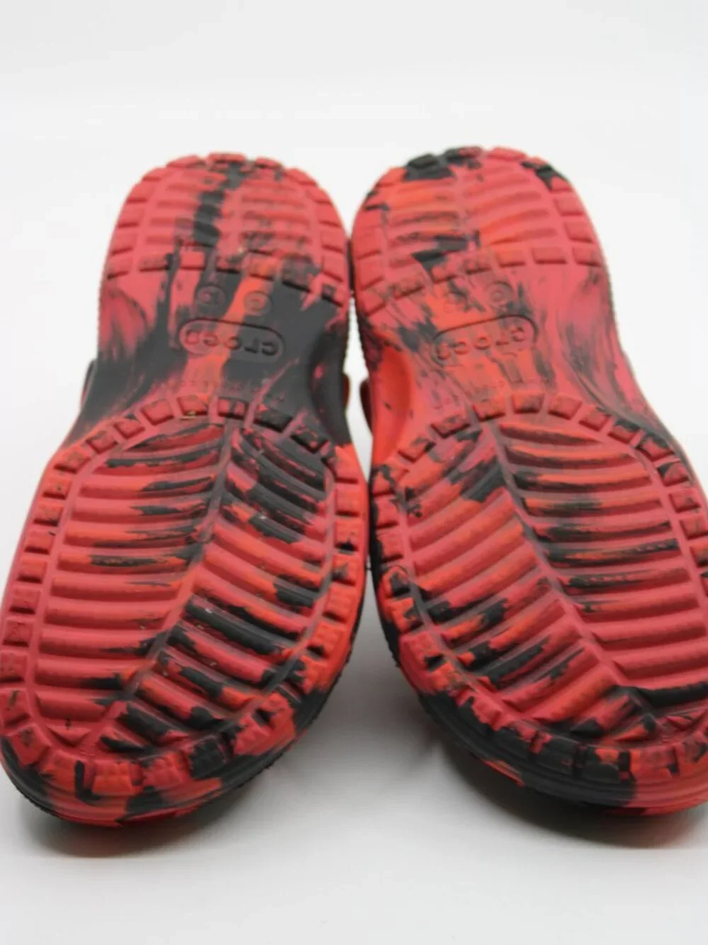 Children's Crocs Red Black Charms Kids Size C-13 Rubber Water Summer Casual